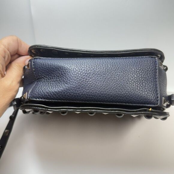 Studded Navy Faux Leather Crossbody Bag - Picture 4 of 10
